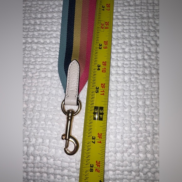 Coach Rainbow Stripe Canvas Webbing Purse Strap Chalk Leather Trim Gold Hardware - Picture 12 of 14